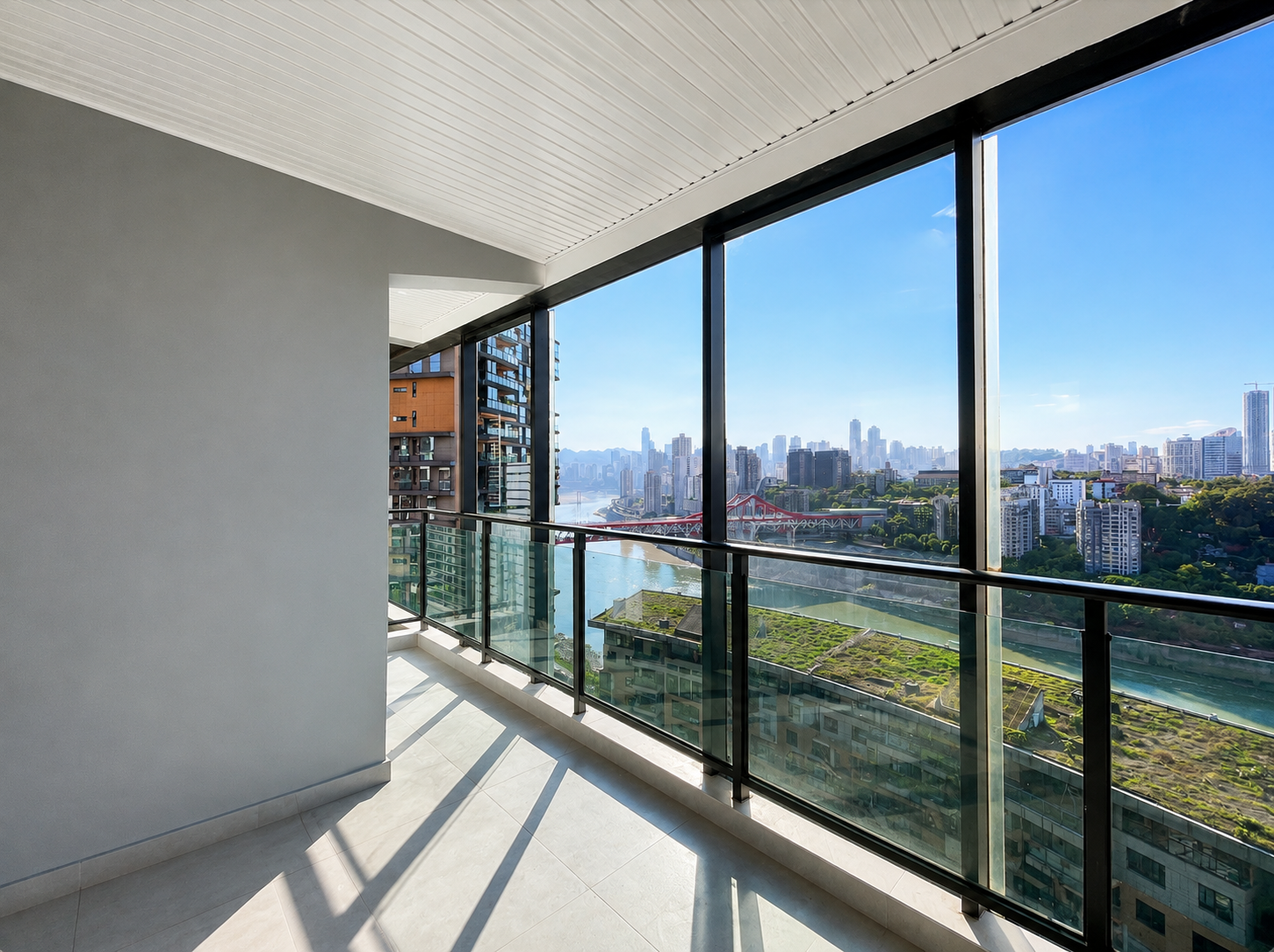 Panoramic view over the Jialing River from House of Pearl