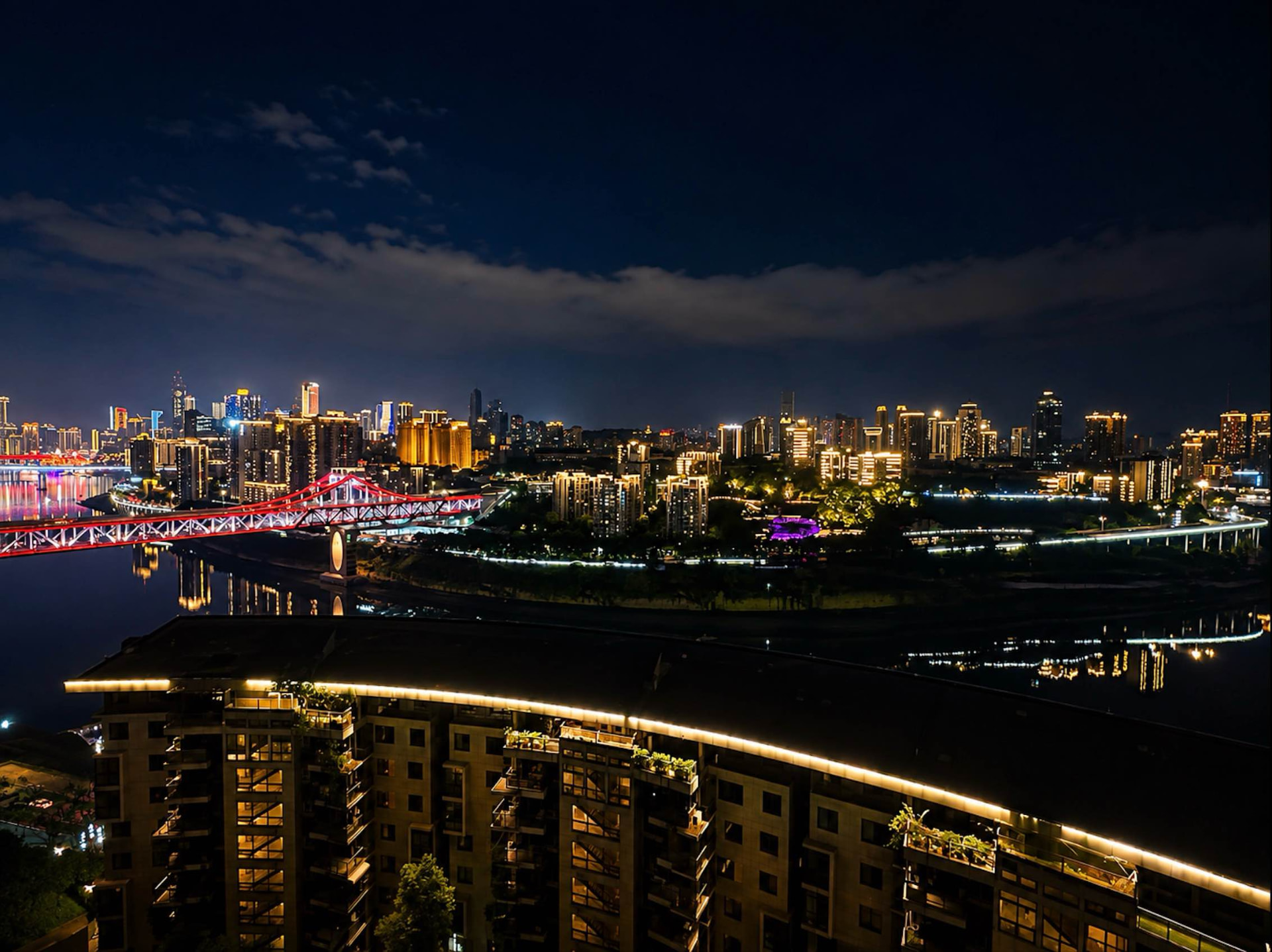 Chongqing skyline glowing at night